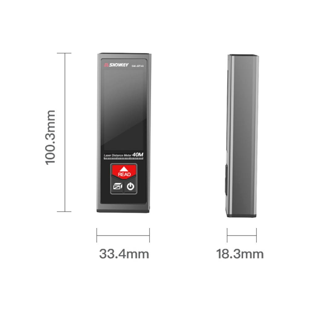 SNDWAY SW-B40 Laser Distance Meter Handheld Rangefinder Digital Mini Distance Measuring Meter Indoor Rechargeable Electronic Space Measurement Device for Length Area Volume