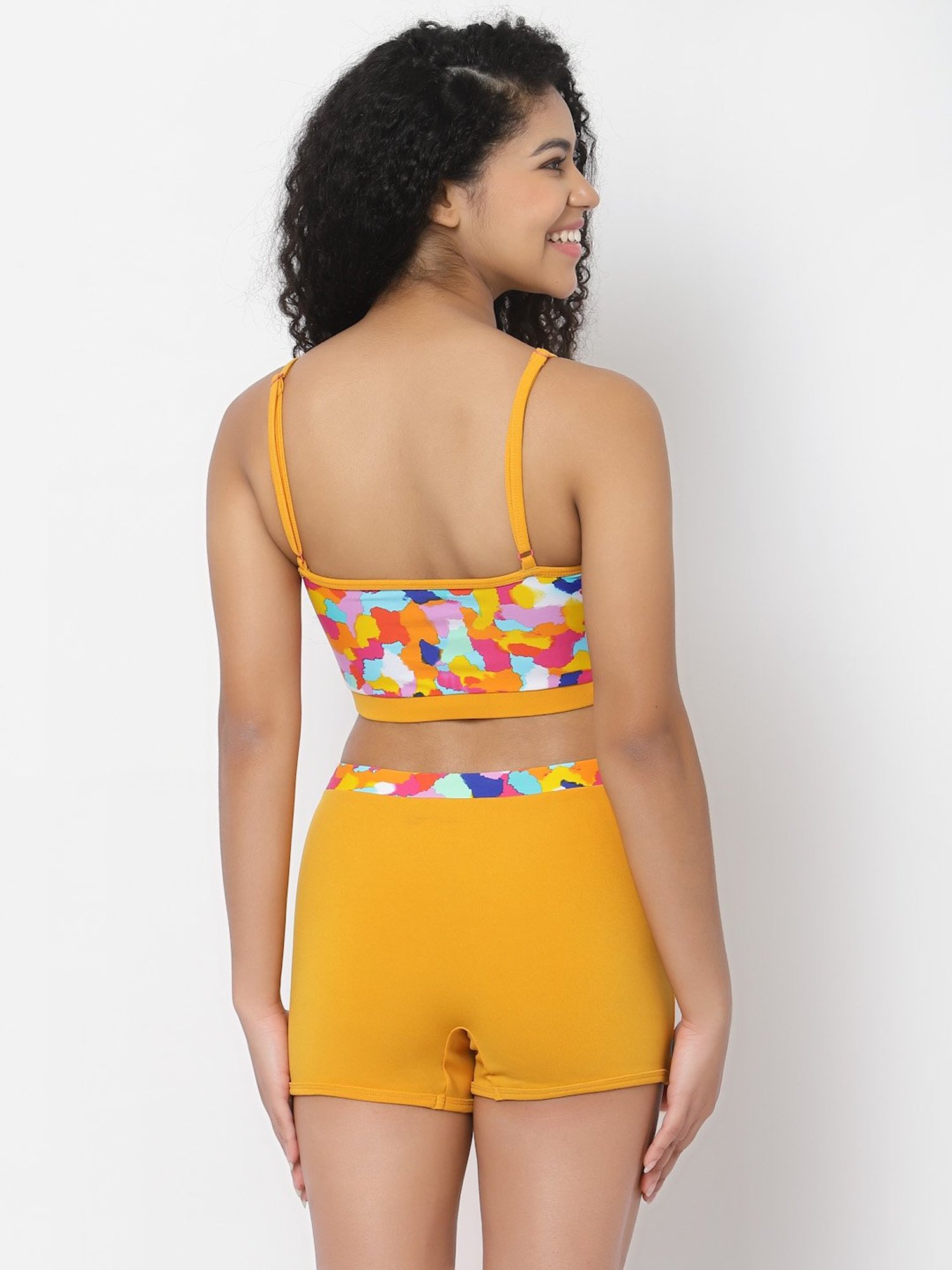 Cukoo Yellow Printed Swimwear Set