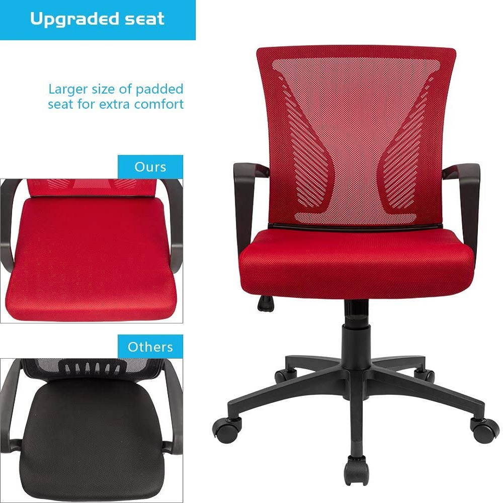 Furmax Office Chair Mid Back Swivel Lumbar Support Computer Ergonomic Mesh Chair with Armrest (Black)