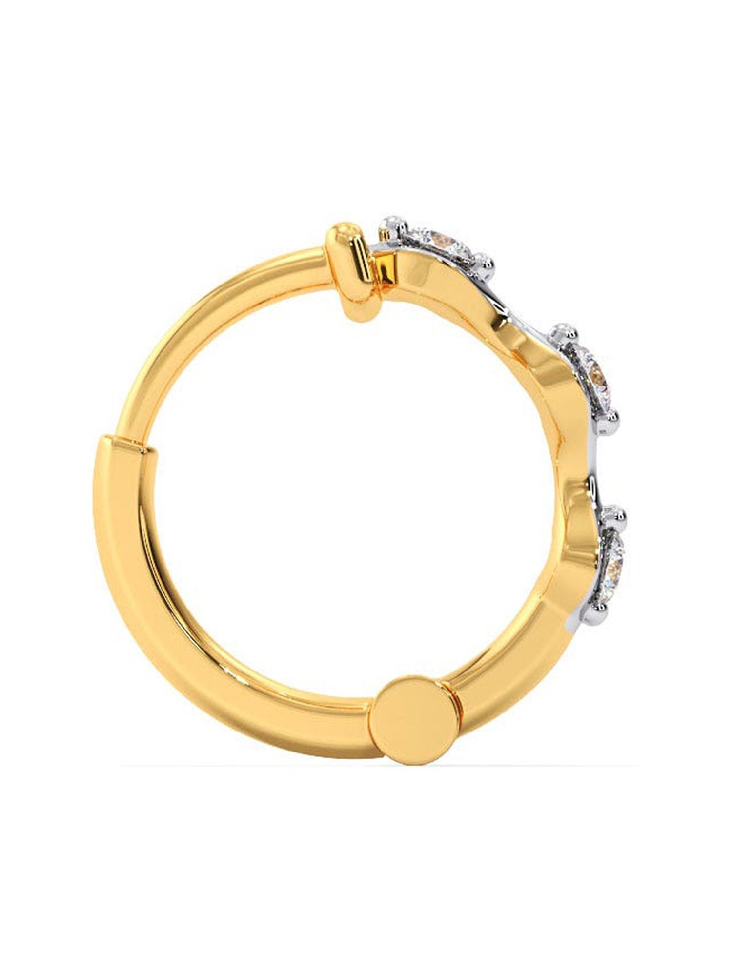 Candere by Kalyan Jewellers Stylish 18K Yellow Gold and Diamond Hoop Earrings
