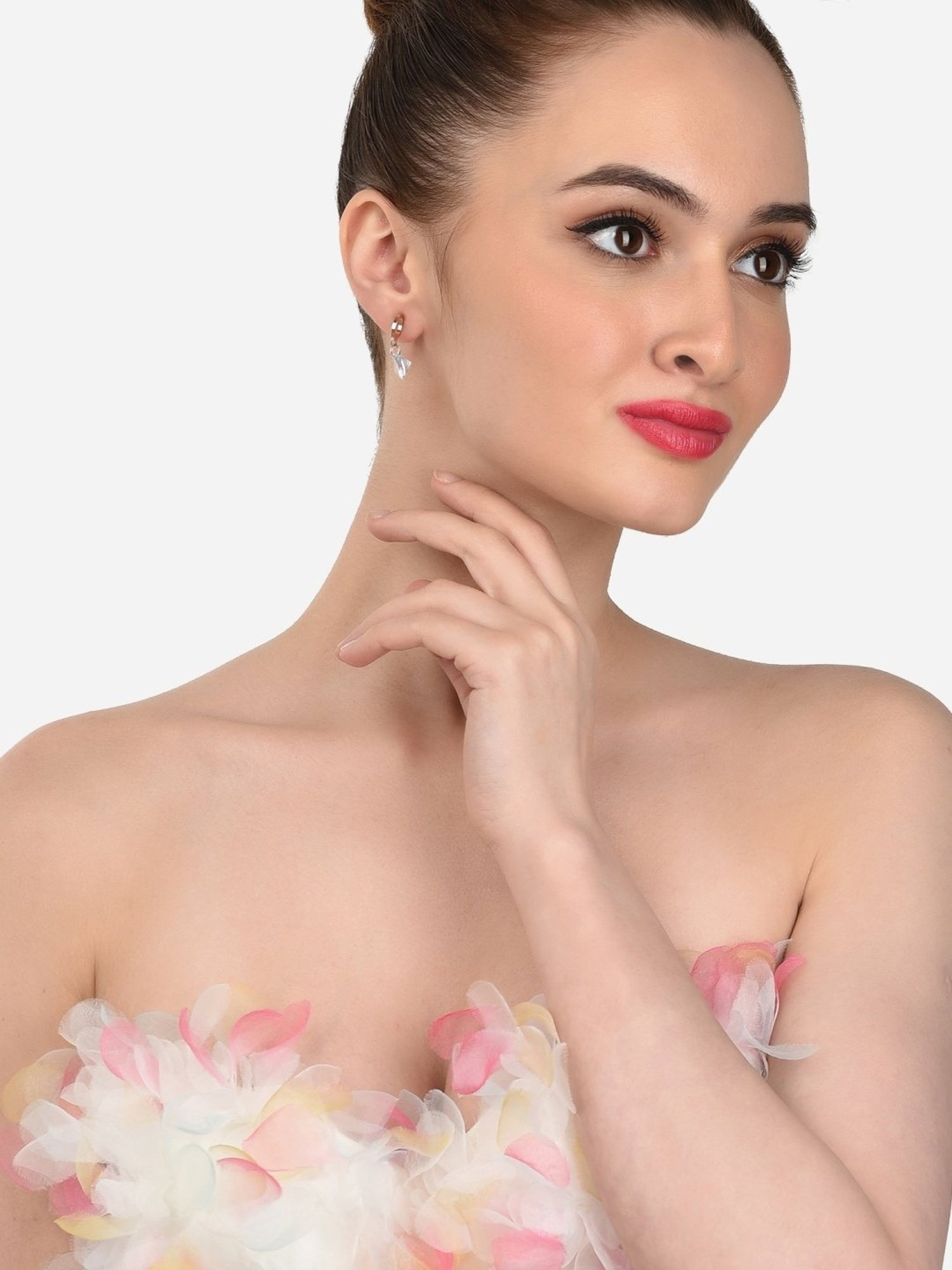 Zaveri Pearls Set of 2 Rose Gold Contemporary Stud & Drop Earrings - ZPFK12777