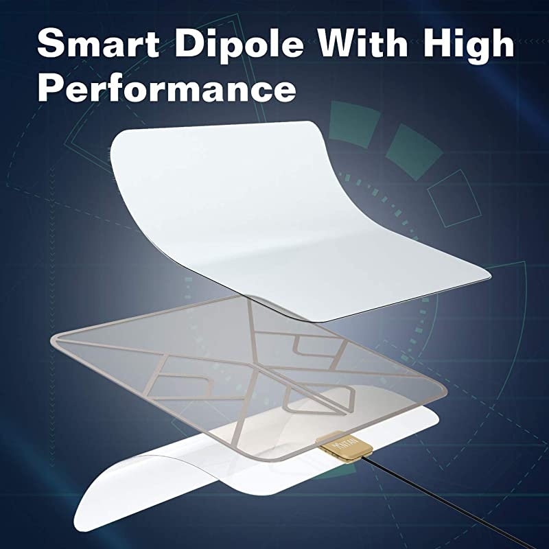 Indoor Window Hdtv Antenna Up to 4050 Miles RangeTransparentn Soft Design Support 4K 1080P VHF UHF Freeview Television Local Channelswitht Longer 165ft Coax Cable