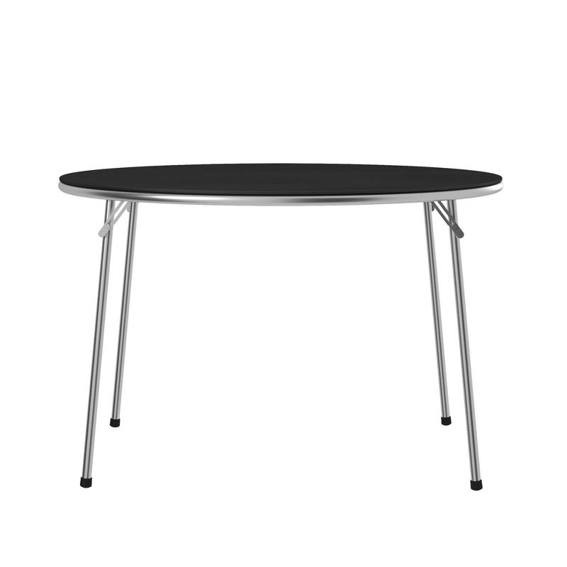 44" Round Vinyl Dining Table Silver/Black - Room and Joy