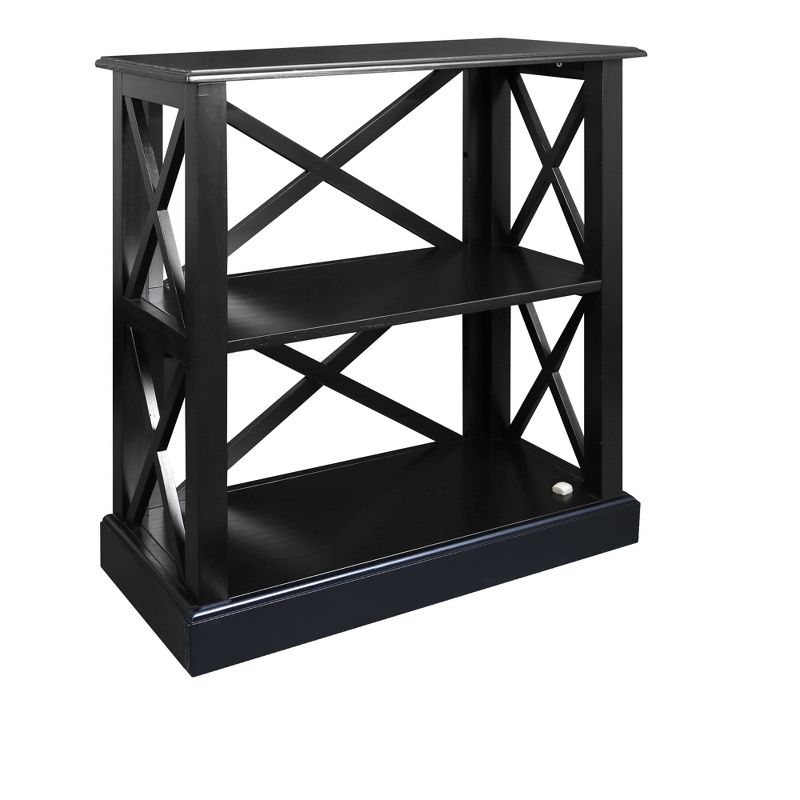 33" Jackson 3 Shelf Bookcase with Concealed Drawer Black - Flora Home