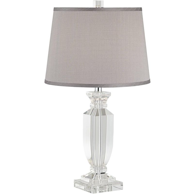 Vienna Full Spectrum Traditional Table Lamp Crystal Body Gray Tapered Drum Shade for Living Room Bedroom Bedside Nightstand Family