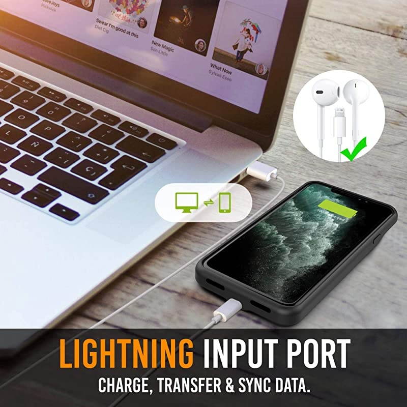 11 Pro Battery Case, BX11Pro 4200mAh Slim Portable Protective Extended Charger Cover with Wireless Charging Compatible with 11 Pro (5.8 inch) (Black)