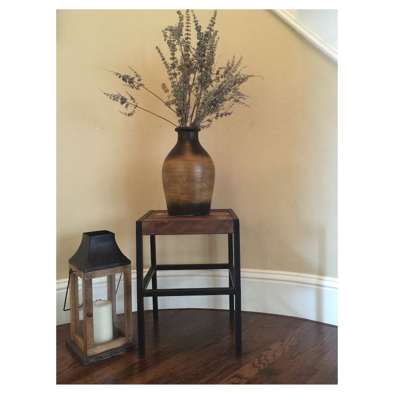 Industrial Reclaimed Wood and Iron Stool - (18H x 14W x 14D) - Natural - Timbergirl