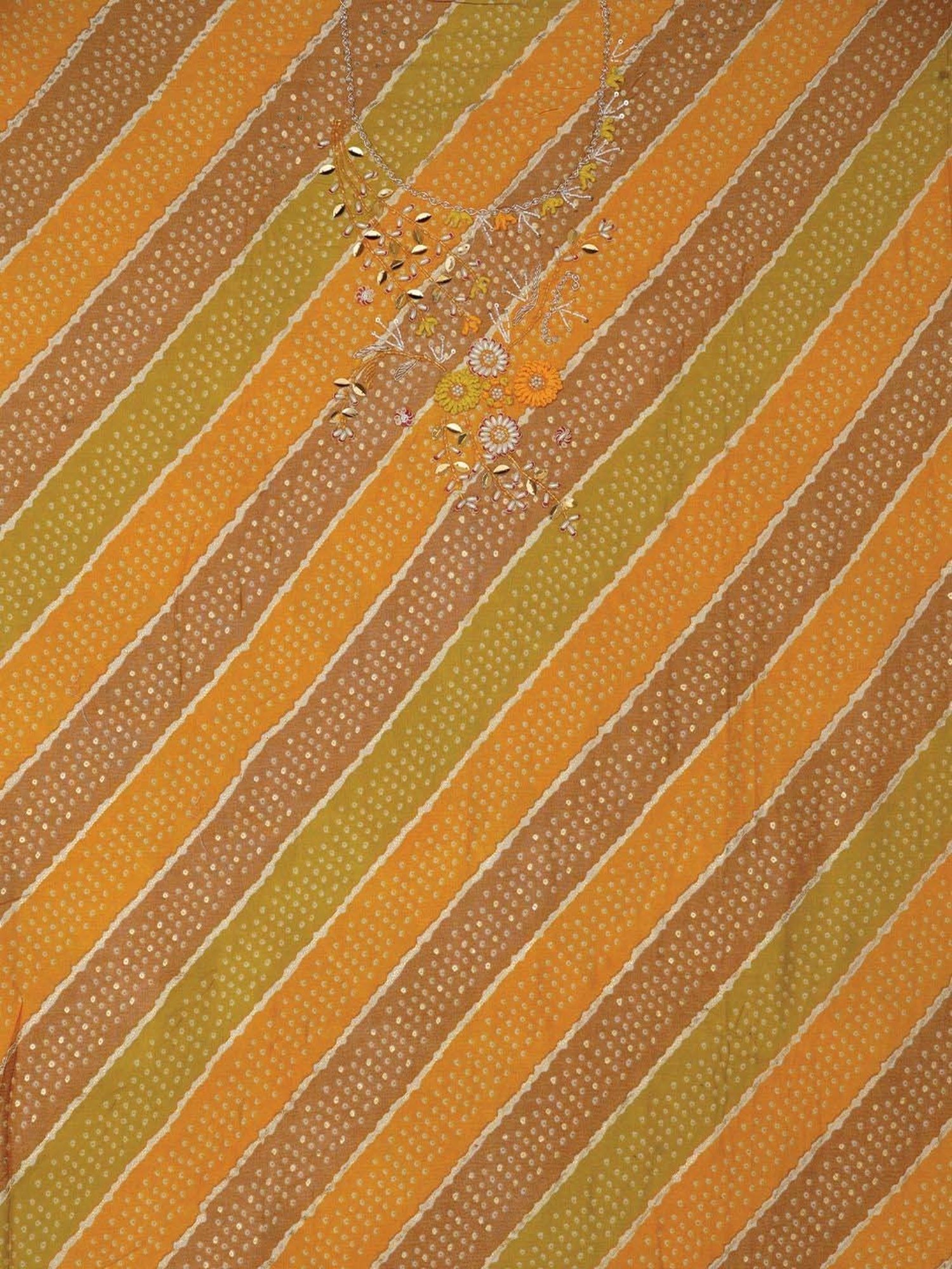 Jaipur Kurti Mustard Embellished Unstitched Dress Material