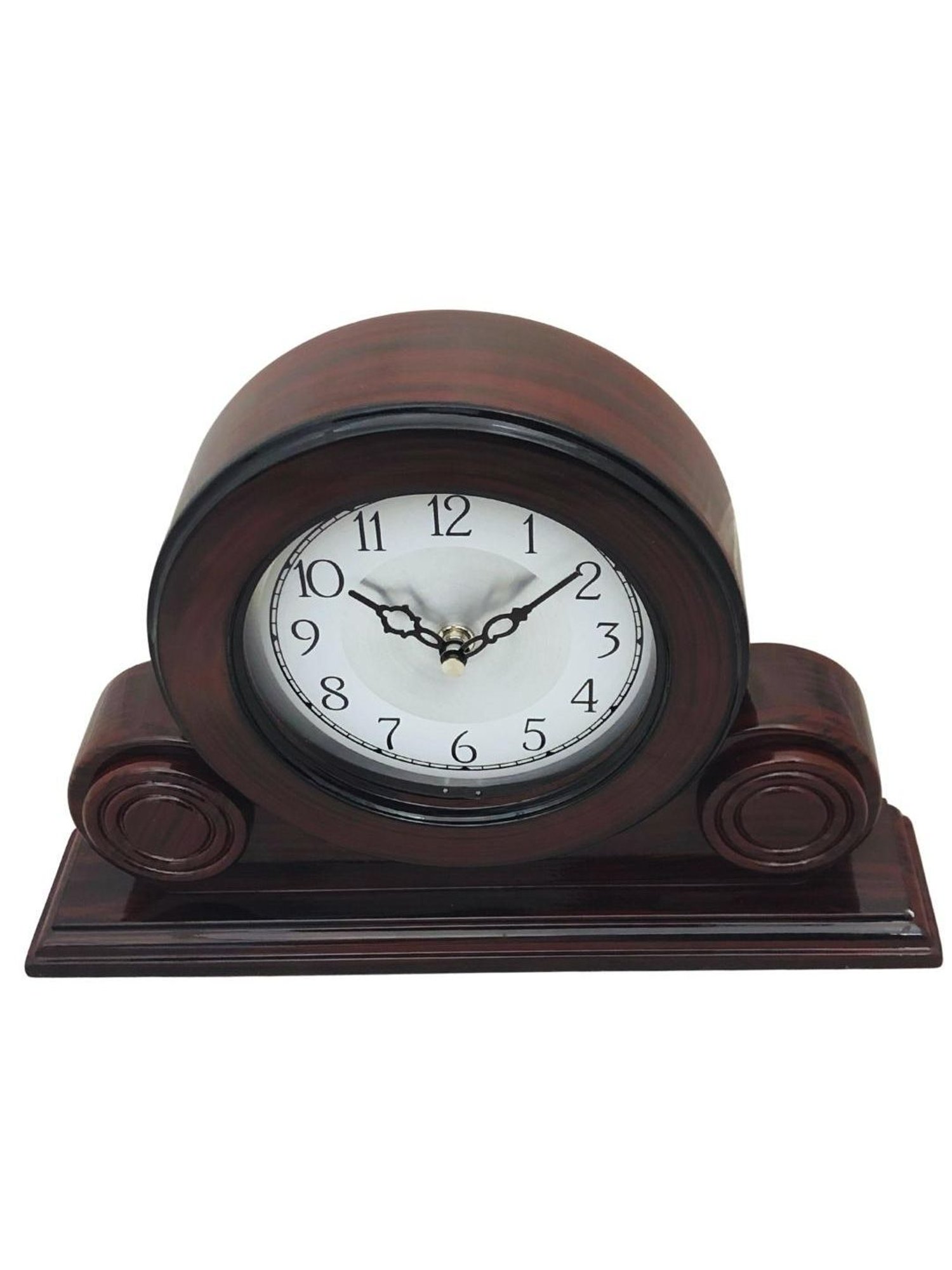 CHRONIKLE Round Rosewood Brown Wood Table or Desk Clock