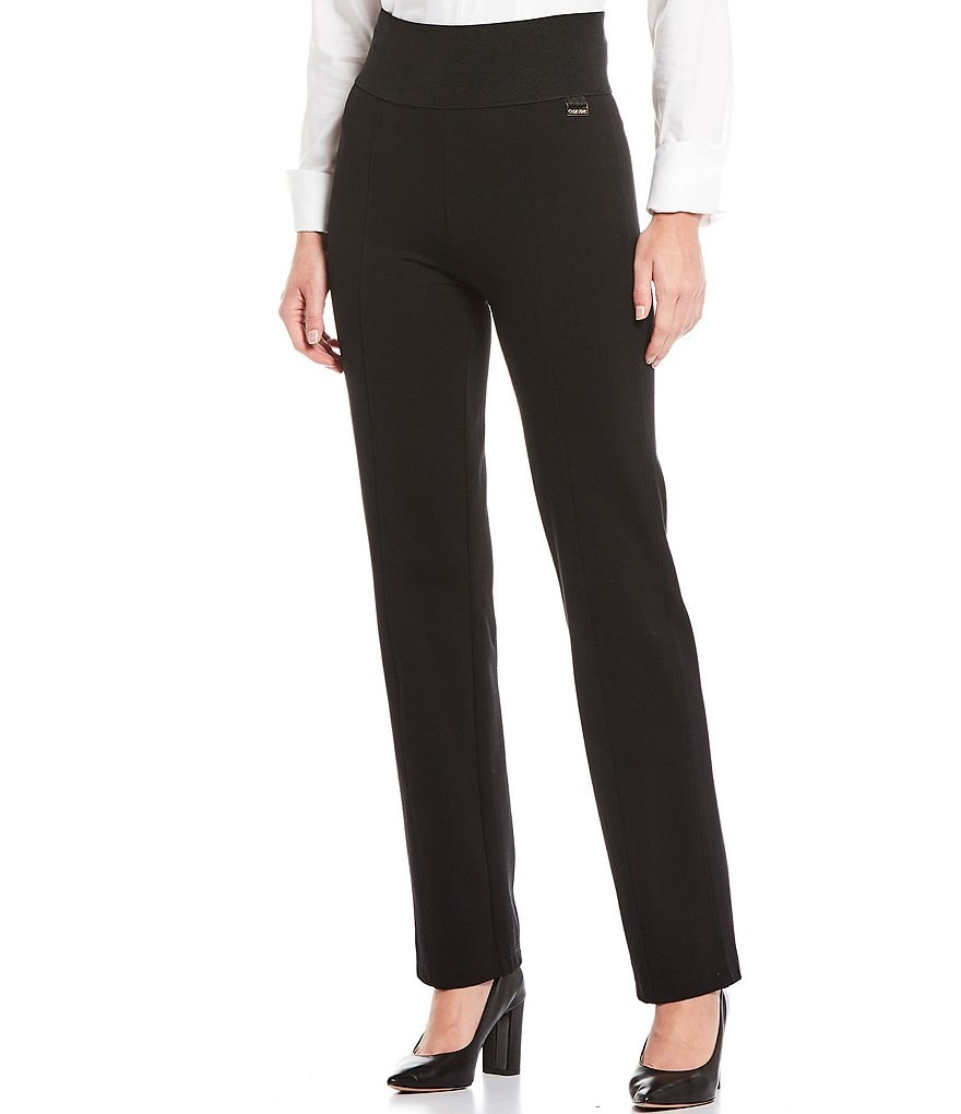 Calvin Klein Wide Waistband Slim Straight-Leg Ponte Knit Pants