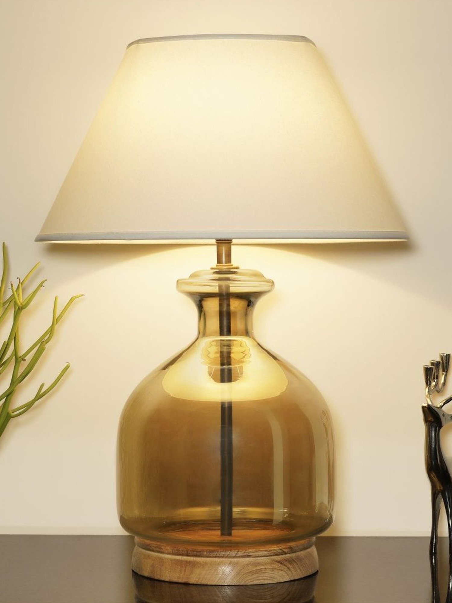 Kapoor Lamp Shades Smoke & White Glass Alper Luster Table Lamp