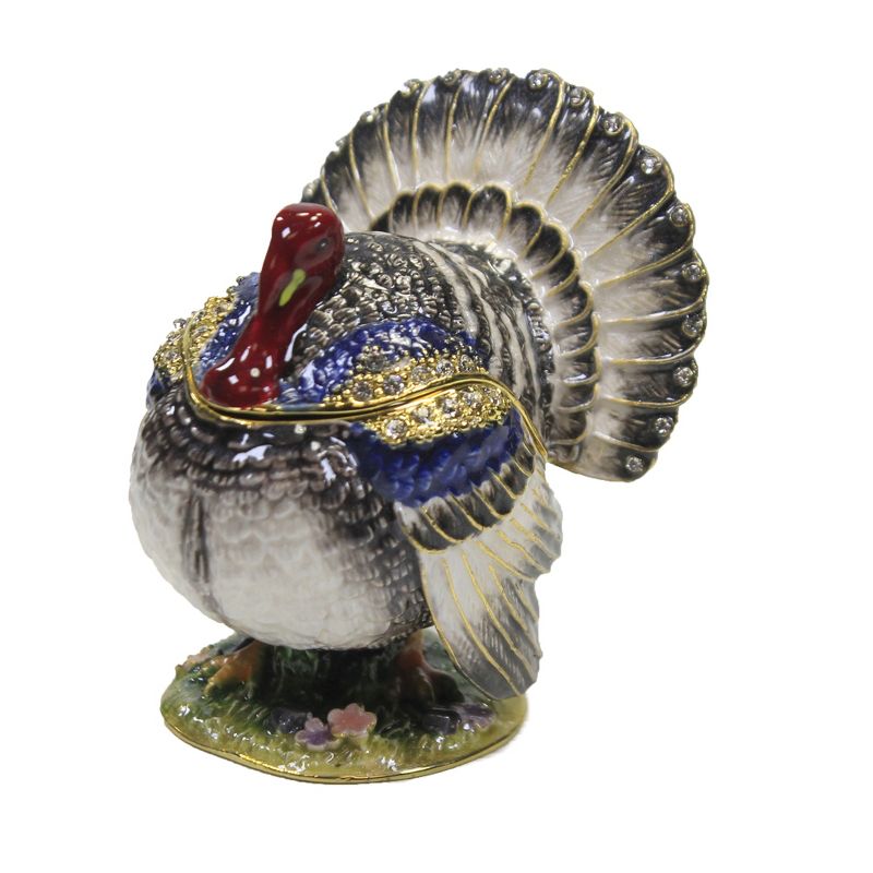 Hinged Trinket Box 2.5" Turkey Box Magnetic Thanksgiving  -  Decorative Figurines
