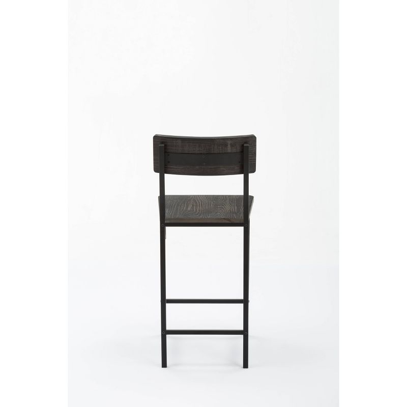 Set of 2 24" Americano Counter Height Barstool Walnut Finish Distressed Black - Boraam