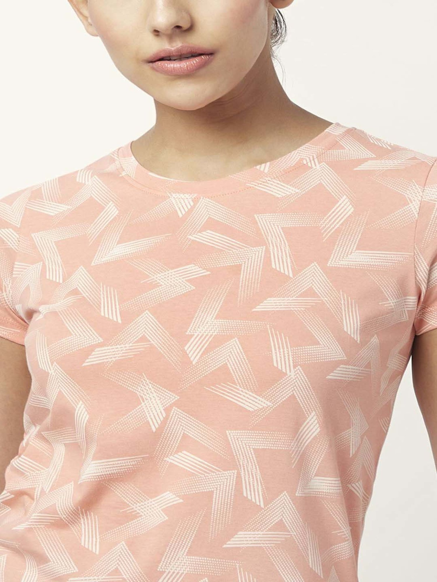 Ajile by Pantaloons Pink Cotton Printed Sports T-Shirt