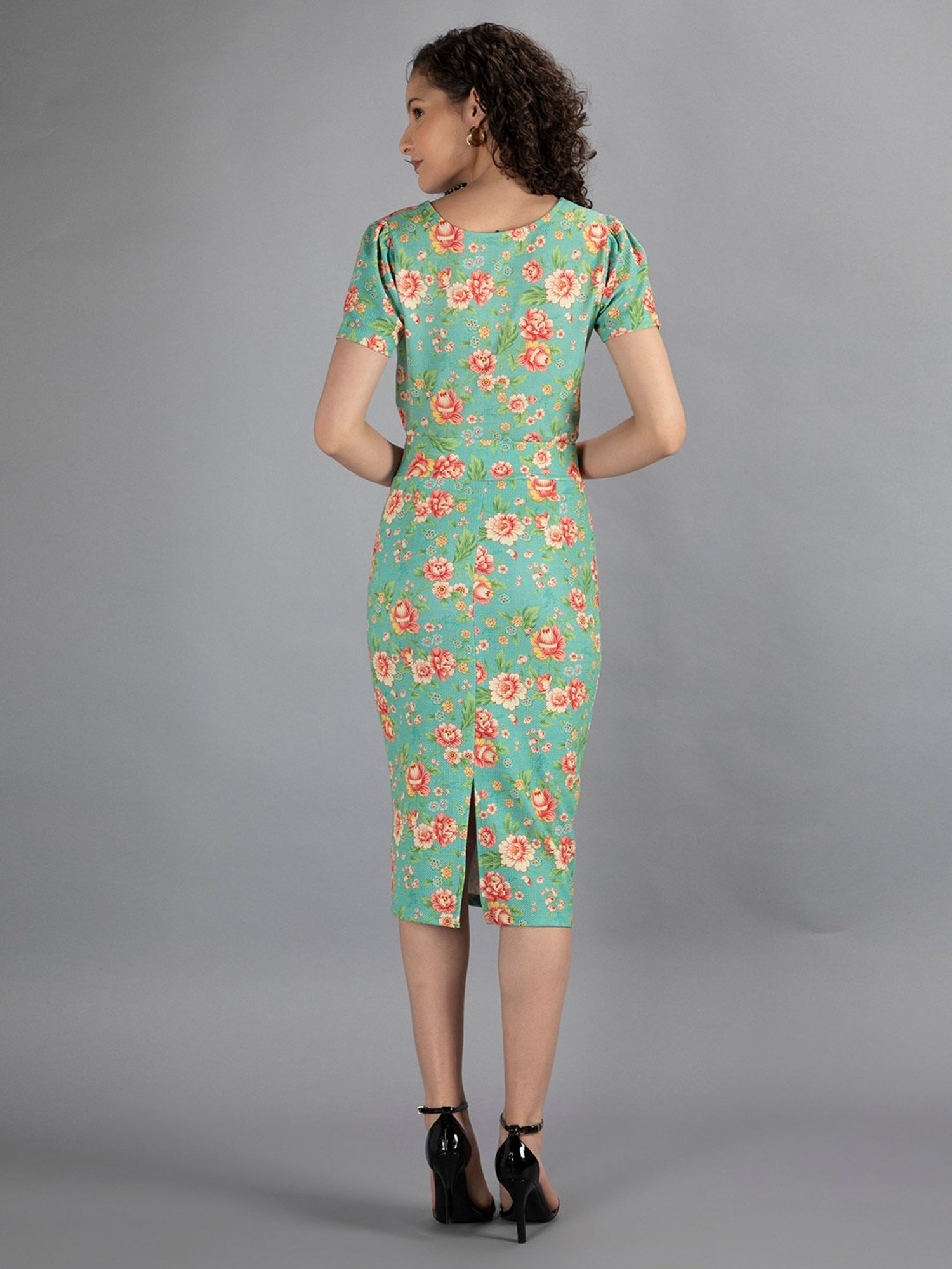 NEUDIS Green Floral Print Top With Skirt