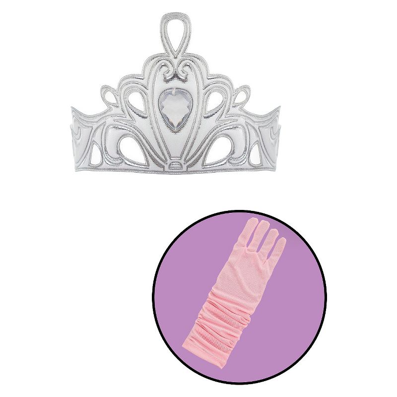 Little Adventures Girls' Princess Gloves Pink with Diva Crown Silver
