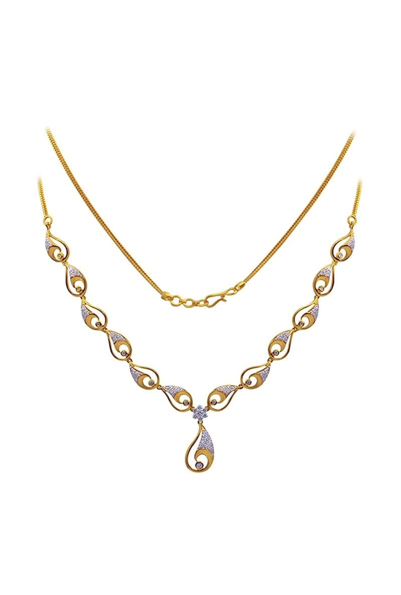 P.N.Gadgil Jewellers 18k Gold Infinity Florall Diamond Necklace For Women