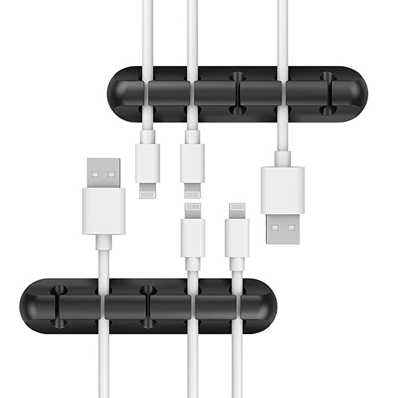 2 Pack Cable Clips  Cord Organizer 5 Slots 6mm Sticky Cable Clips Adhesive Destop Cable Drop for Charging Home Office Cubicle Car Night Stand Desk Accessories