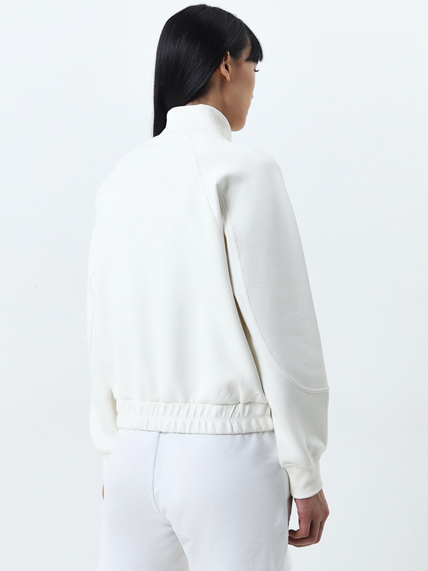 Studiofit by Westside White Textured Cotton Jacket
