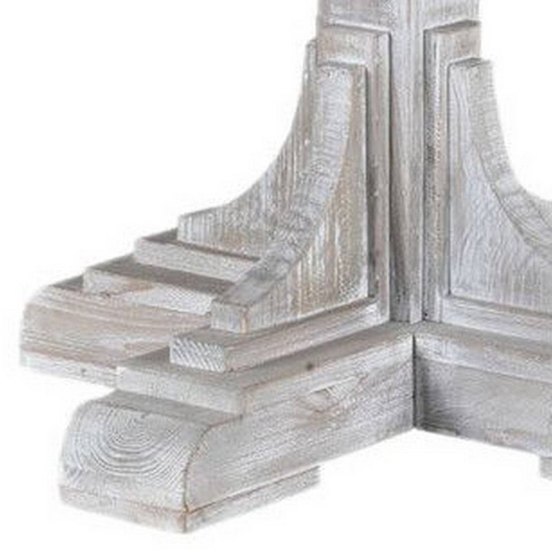 Round Dining Table with Pedestal Base Brown/Gray - Benzara