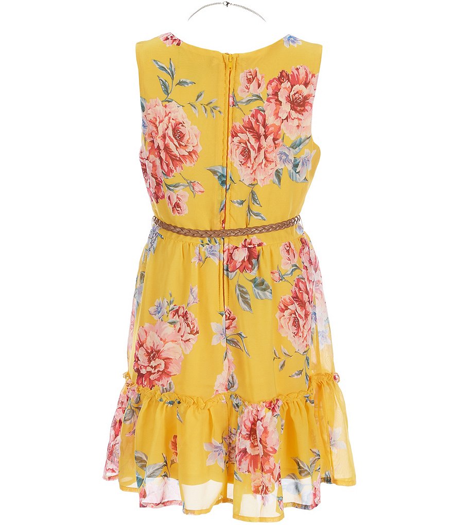 I.N. Girl Big Girls 7-16 Floral Belted Fit-And-Flare Dress