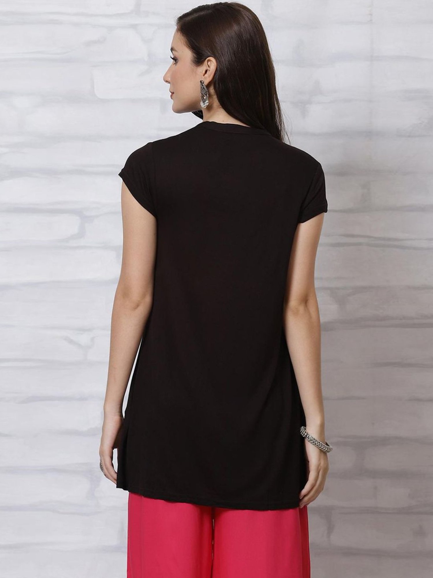 Rangriti Black Self Pattern Top