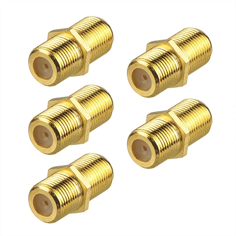 5Pack Coaxial Cable Connector FType Coax RG6 Cable Extension Adapter Gold Plated