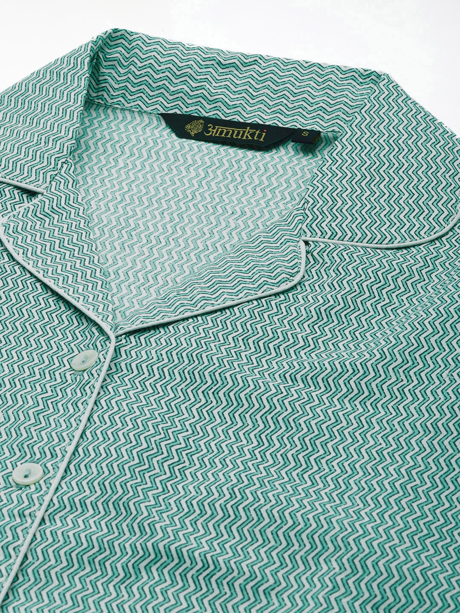 Amukti Green Printed Shirt With Lounge Pants