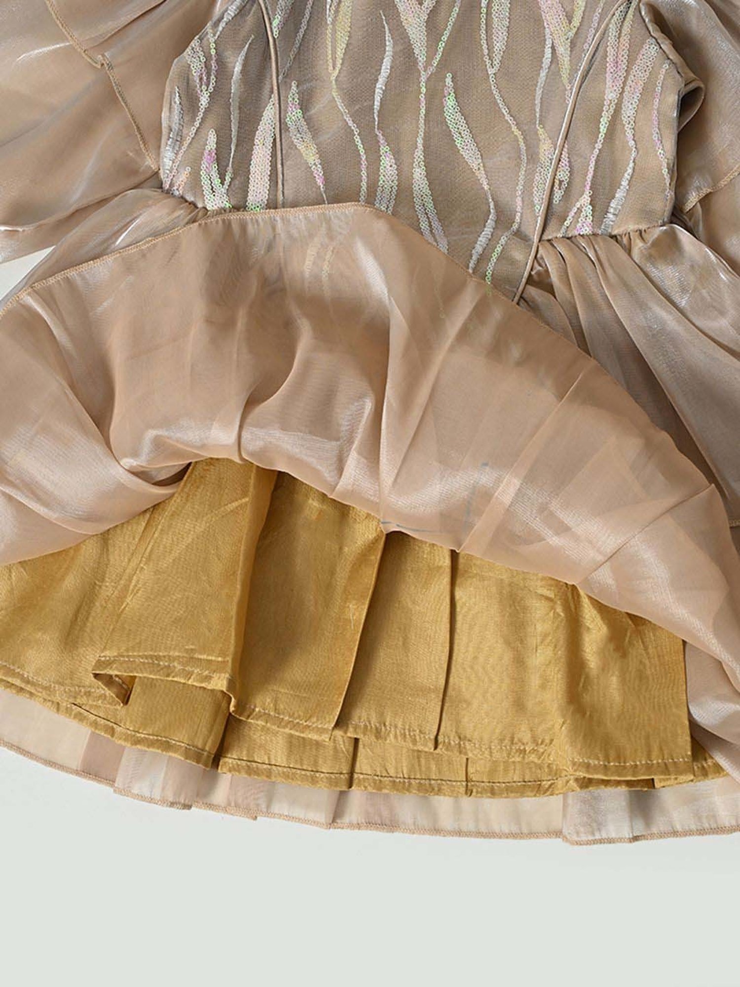 Bella Moda Kids Gold Self Pattern Dress