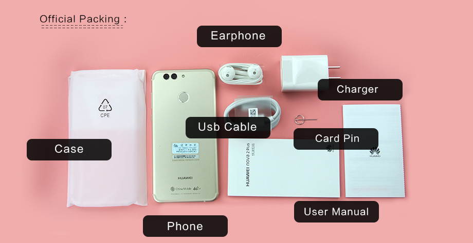 International Firmware Huawei Nova 2 Plus 4GB RAM 128GB ROM Octa Core Kirin 659 Two Back Camera Mobile Phone 5.5'' Android 7.0