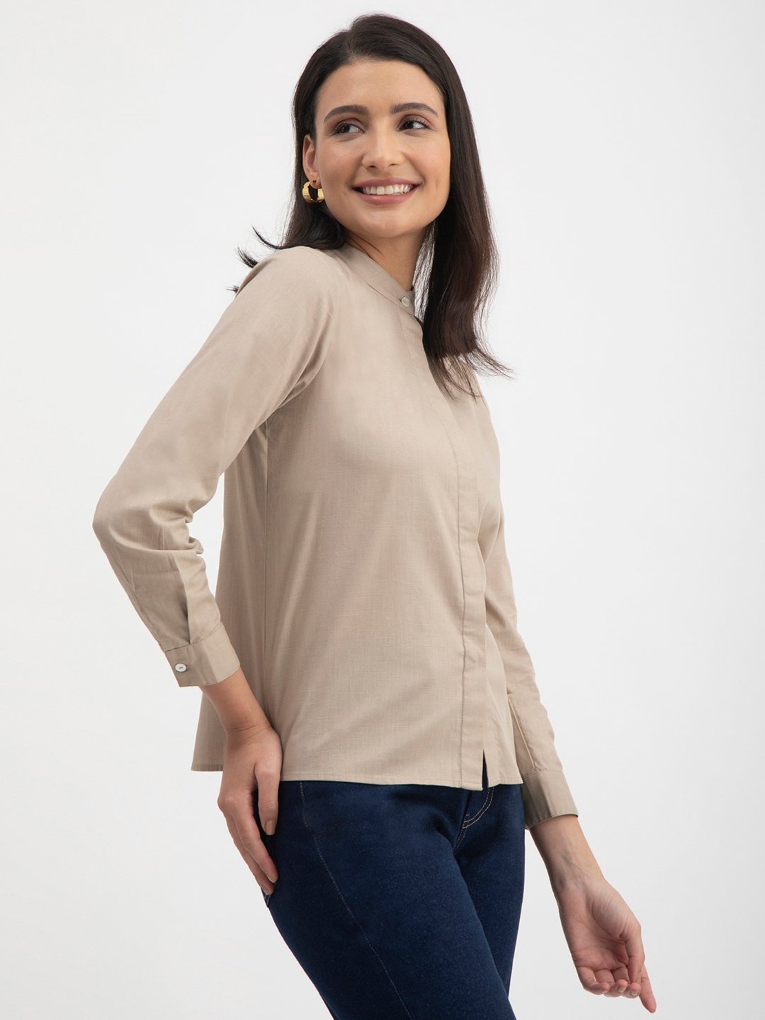 Fablestreet Beige Formal Shirt