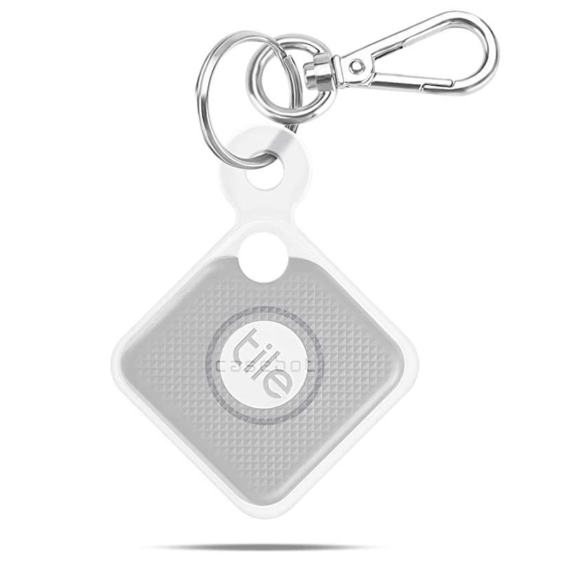 Silicone Case with Carabiner Keychain for Tile Pro 2020 2018 AntiScratch Lightweight Soft Protective Sleeve Skin Cover SemiTransparent White