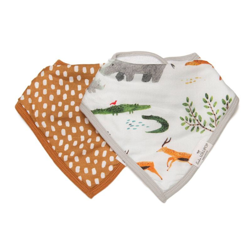 Loulou Lollipop Muslin Bandana Bib Set - Safari Jungle