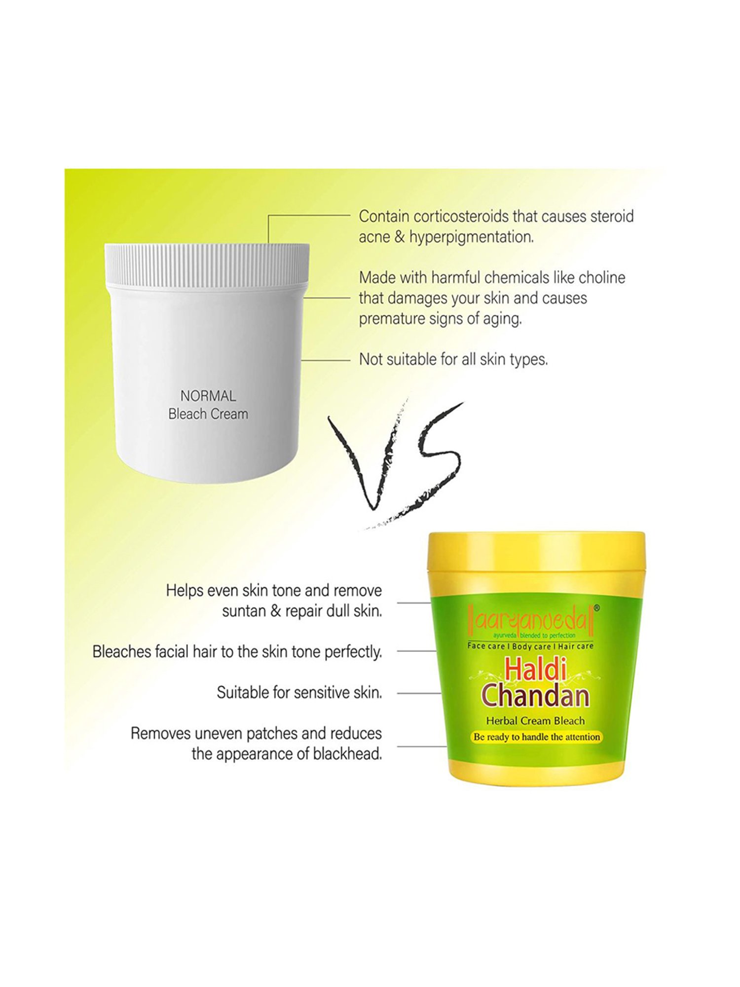 Aryanveda Herbals Haldi Chandan Bleach Cream - 250 ml