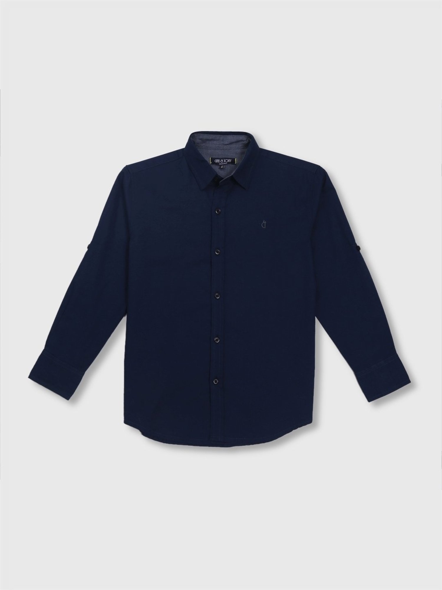 Gini & Jony Kids Navy Cotton Regular Fit Full Sleeves Shirt