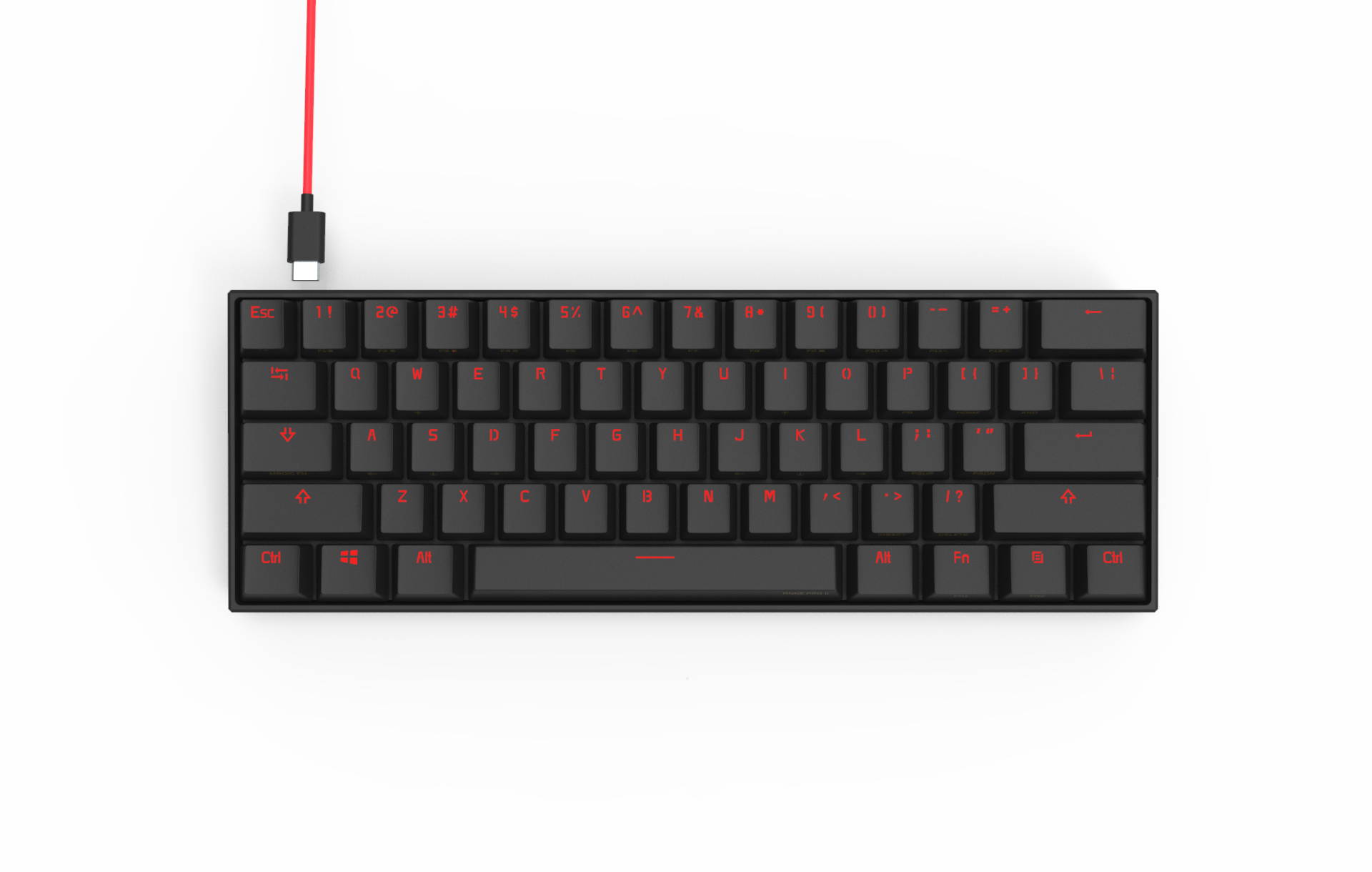 Anne Pro 2 Wired/ Wireless Gaming Mechanical Keyboard 60% RGB Bluetooth 4.0 PBT Key Cap N-Key Roll Over Type-c Red Switch (Black)