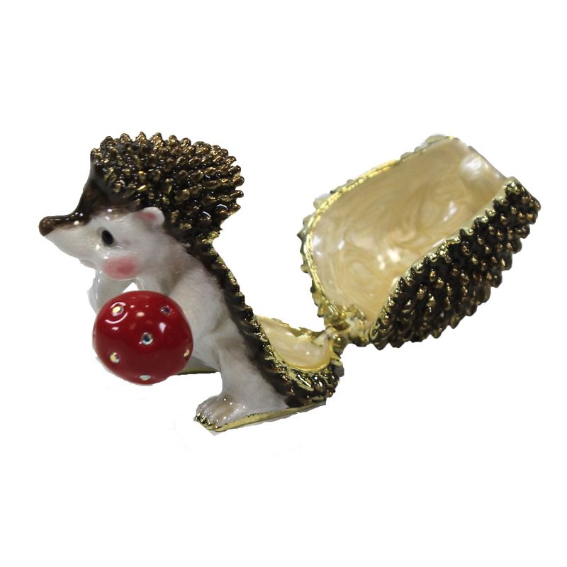 Hinged Trinket Box 1.75" Hedgehog Mushroom Toad Stool  -  Decorative Figurines