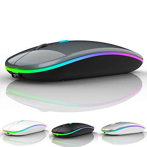LED Bluetooth wireless mouse, MacBook Pro Bluetooth mouse, MacBook Air Bluetooth mouse, rechargeable wireless mouse, suitable for MacBook, laptop, Mac, ipad, iPad Pro (black)