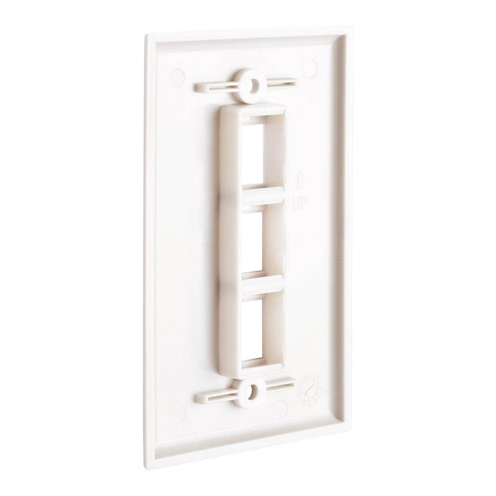 CMPLE &ndash; Keystone Wall Plate Single-Gang Wall Plate with Standard Size 3-Port Keystone Jack Insert - White