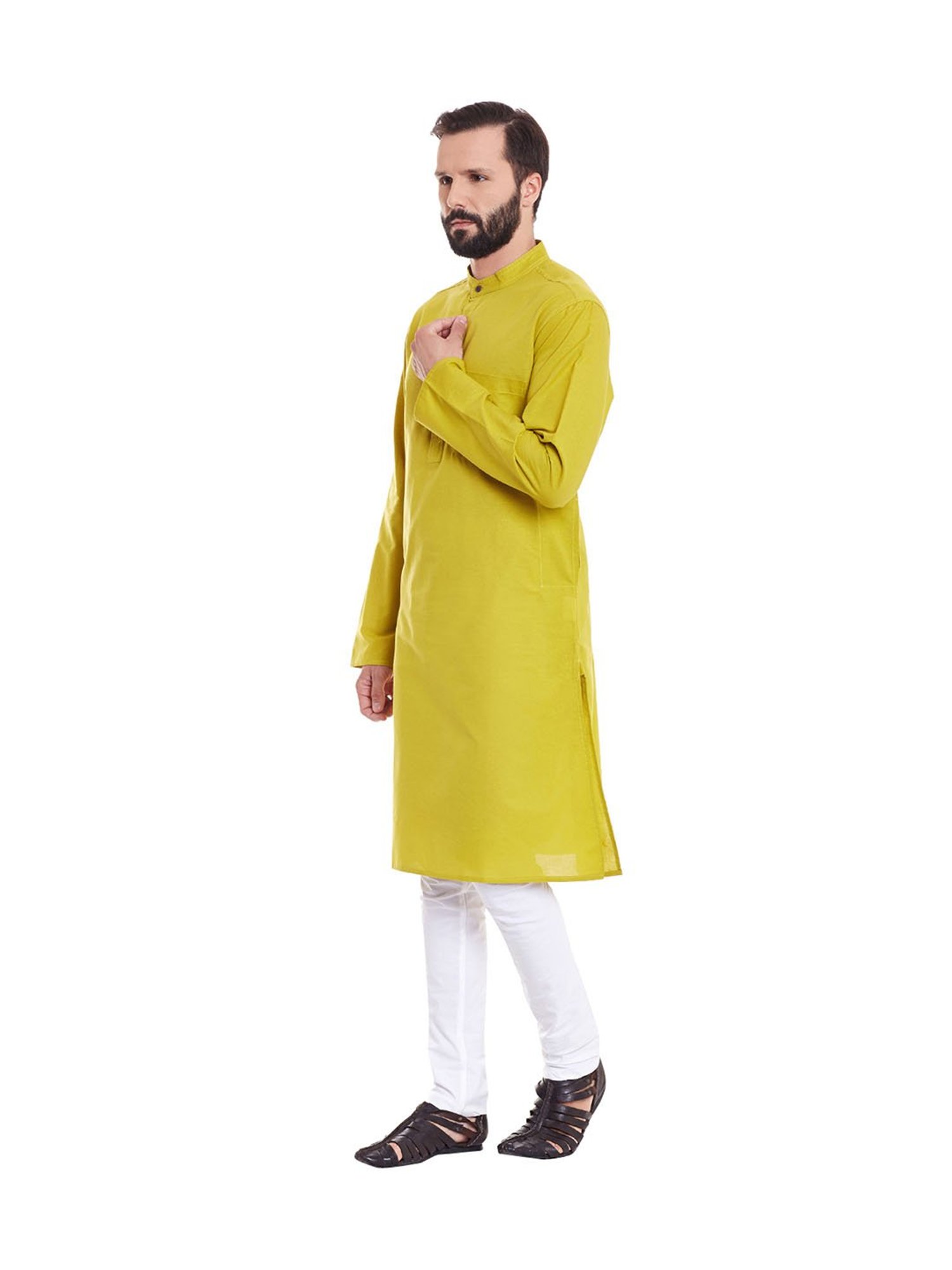 Even Yellow Linen Kurta