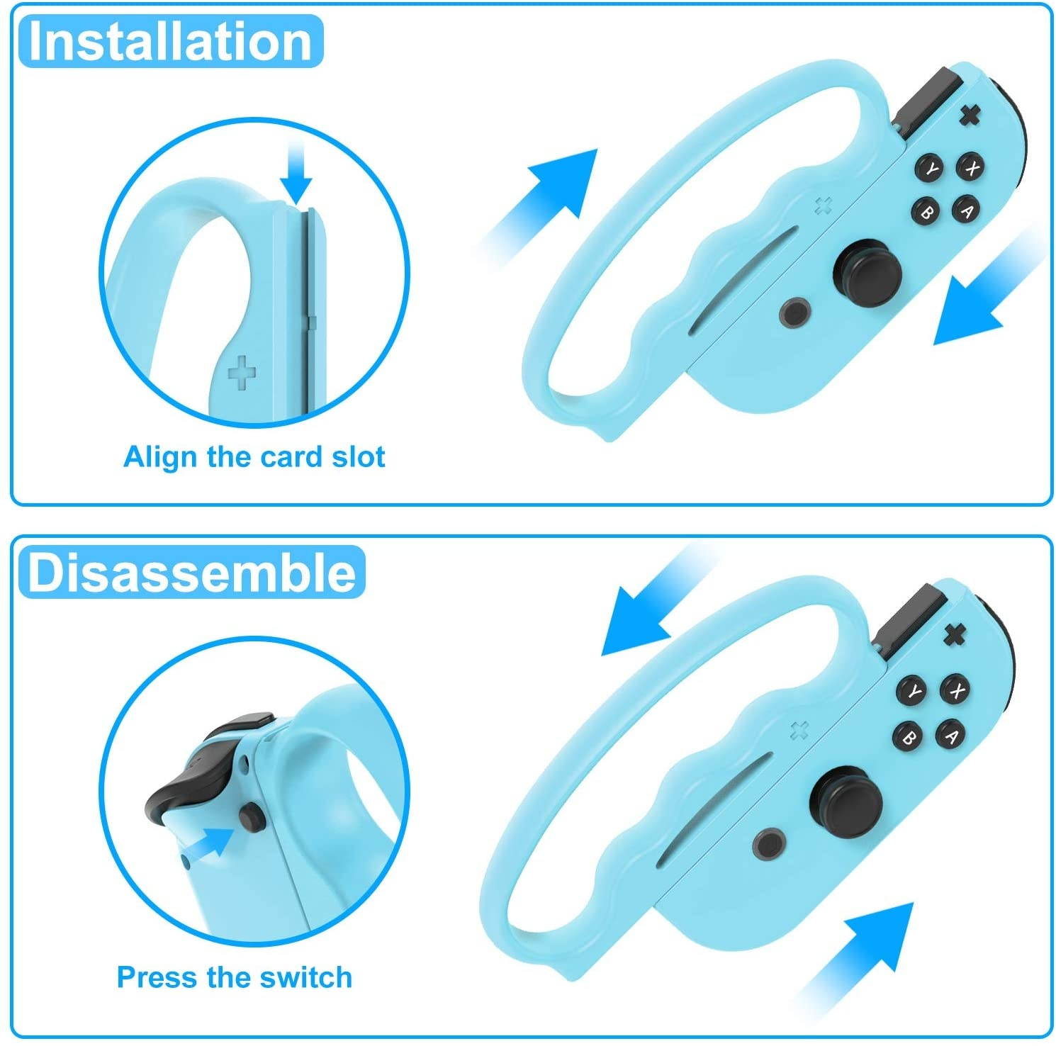 Fitness Boxing Hand Grip for Nintendo Switch Joy Con Controller, Handle Grip for Switch Fitness Boxing Games (Light Green and Blue)