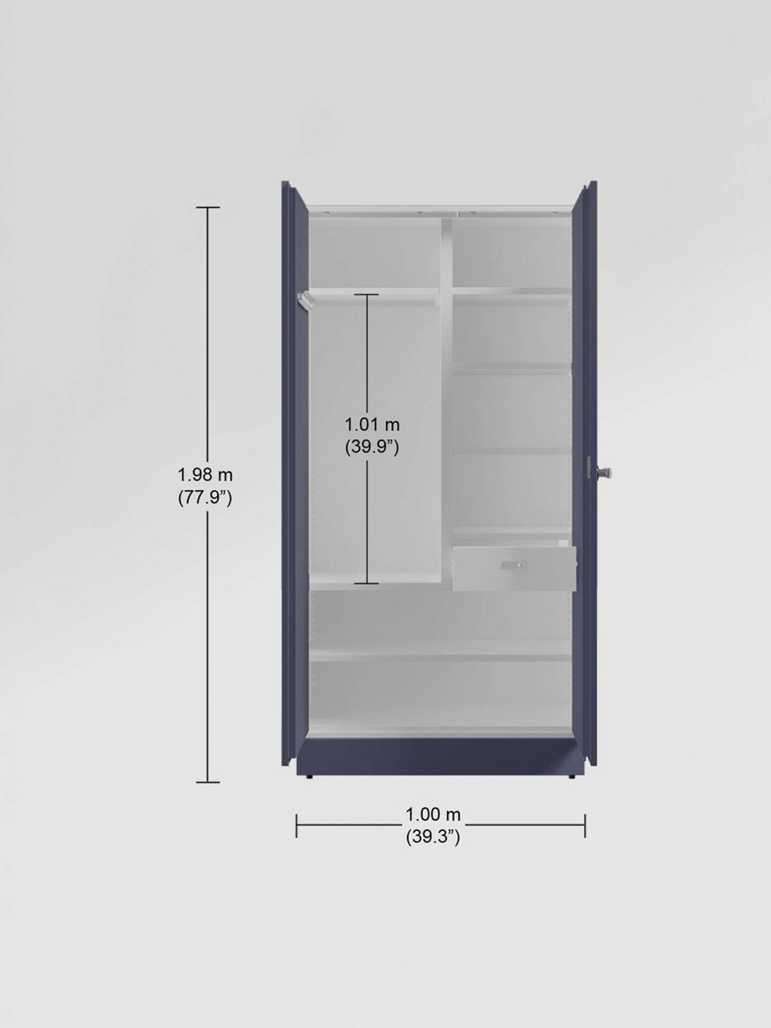 Godrej Interio Auraline Women Basic 2-Door Almirah, Textured Navy Blue (1-Year Warranty, 1 Drawer)