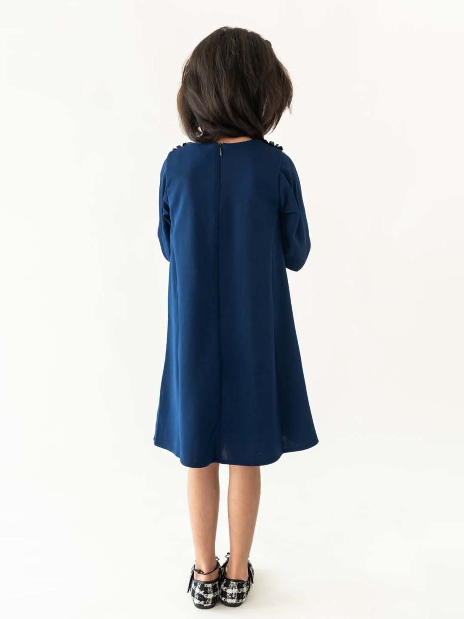 A Little Fable Navy Applique Full Sleeves Dress