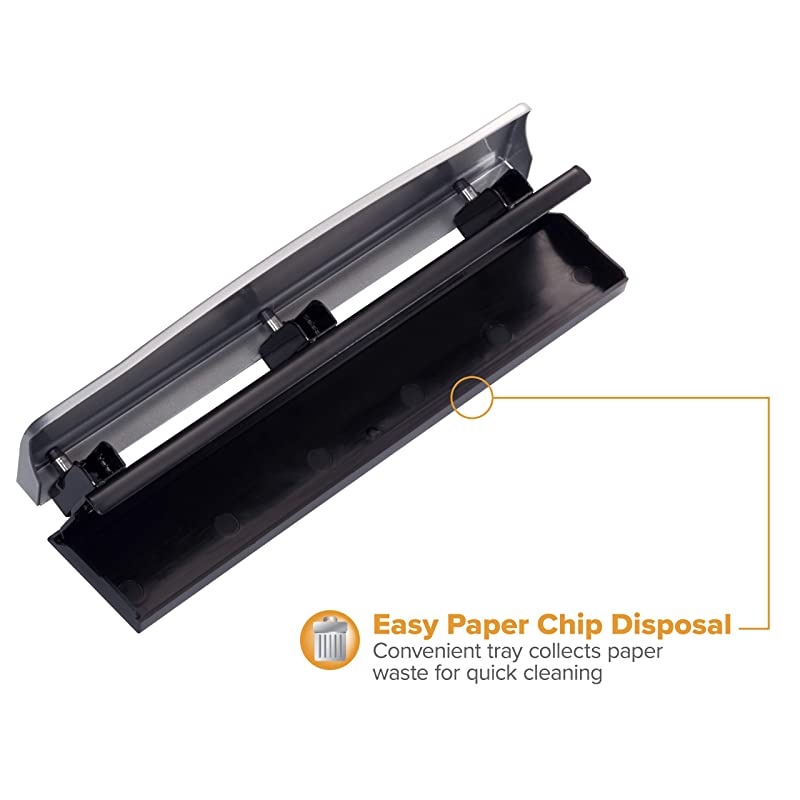 3 Hole Punch 12 Sheet Capacity Metal Silver 2Pack