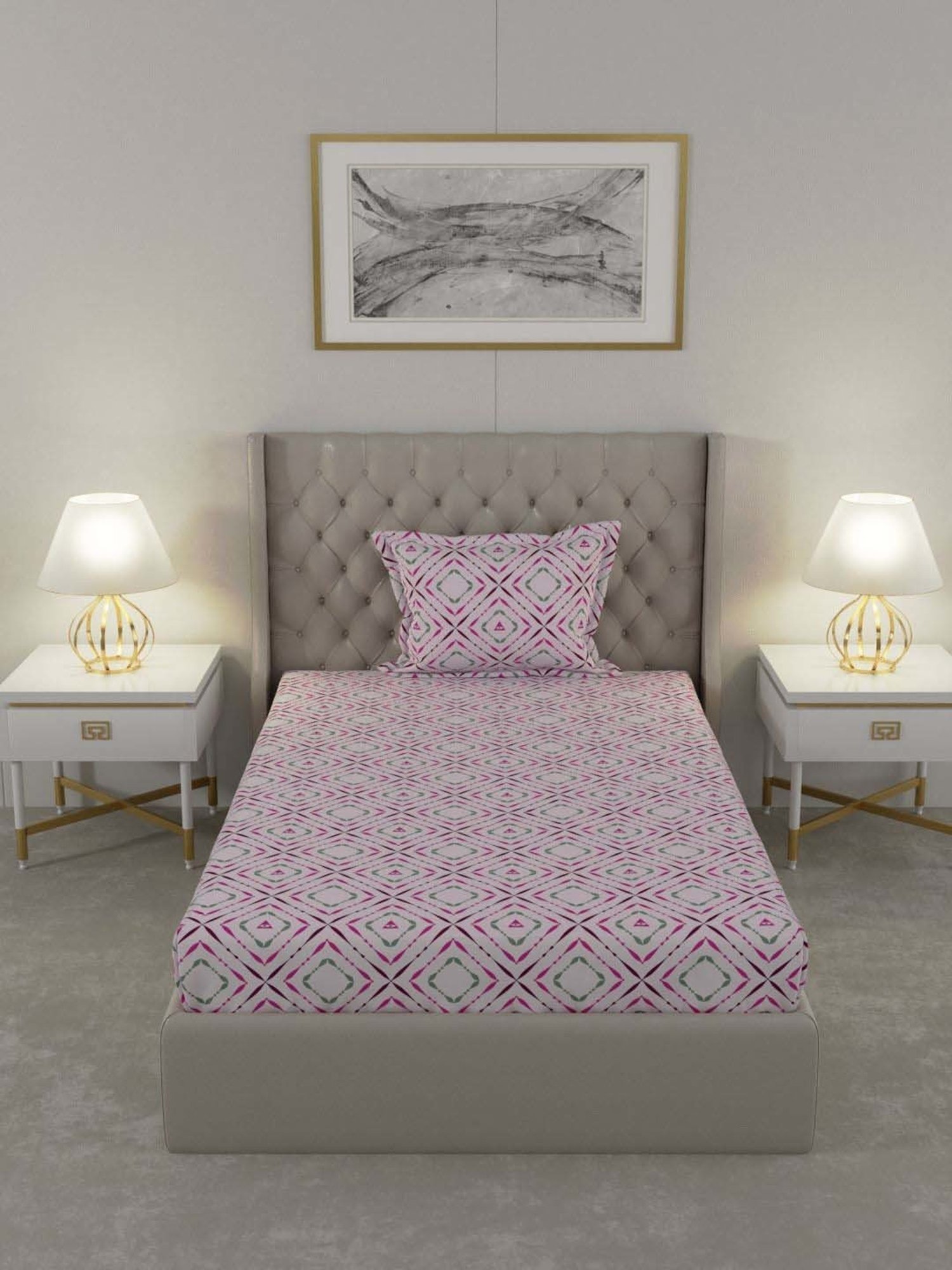 Raymond Home Delight Pink 104 TC Cotton Single Bedsheet with 1 Pillow Cover