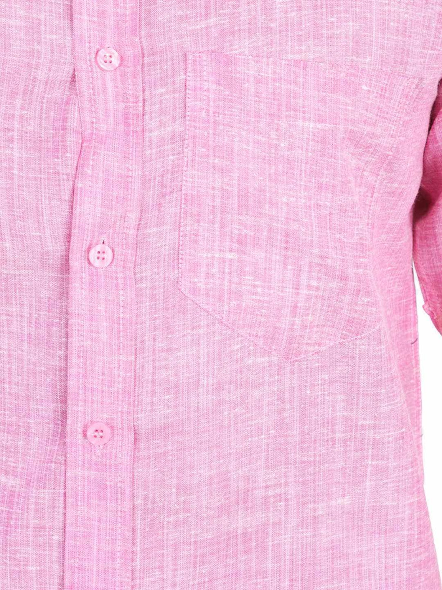 TAHVO Pink Linen Slim Fit Self Pattern Shirt