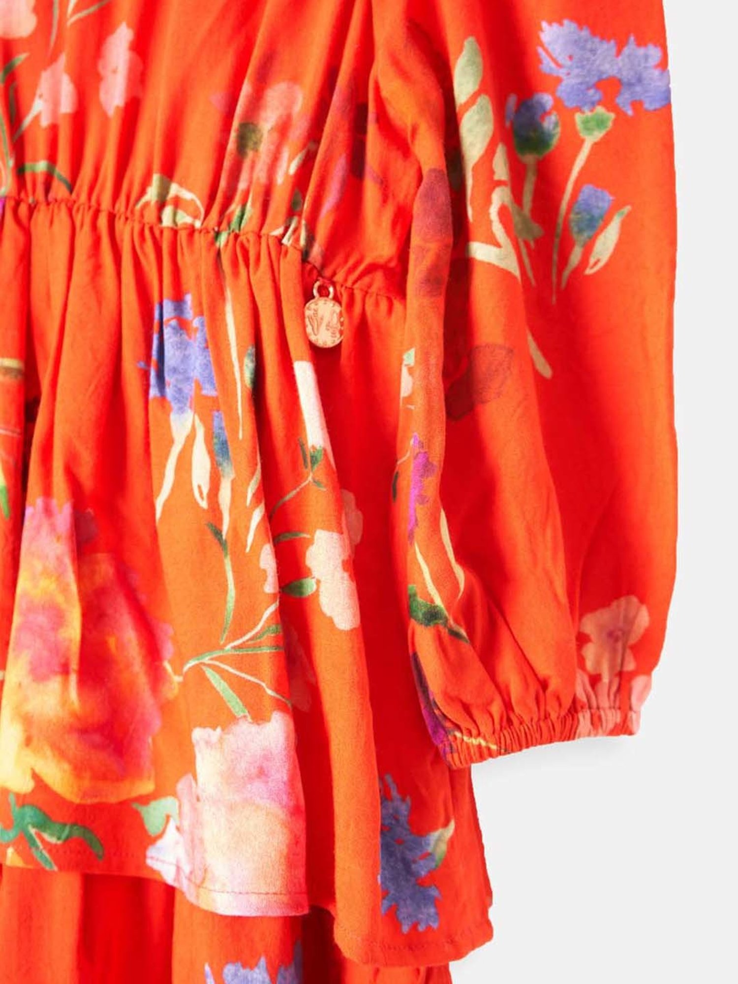 Angel & Rocket Kids Red Floral Print Full Sleeves Dress