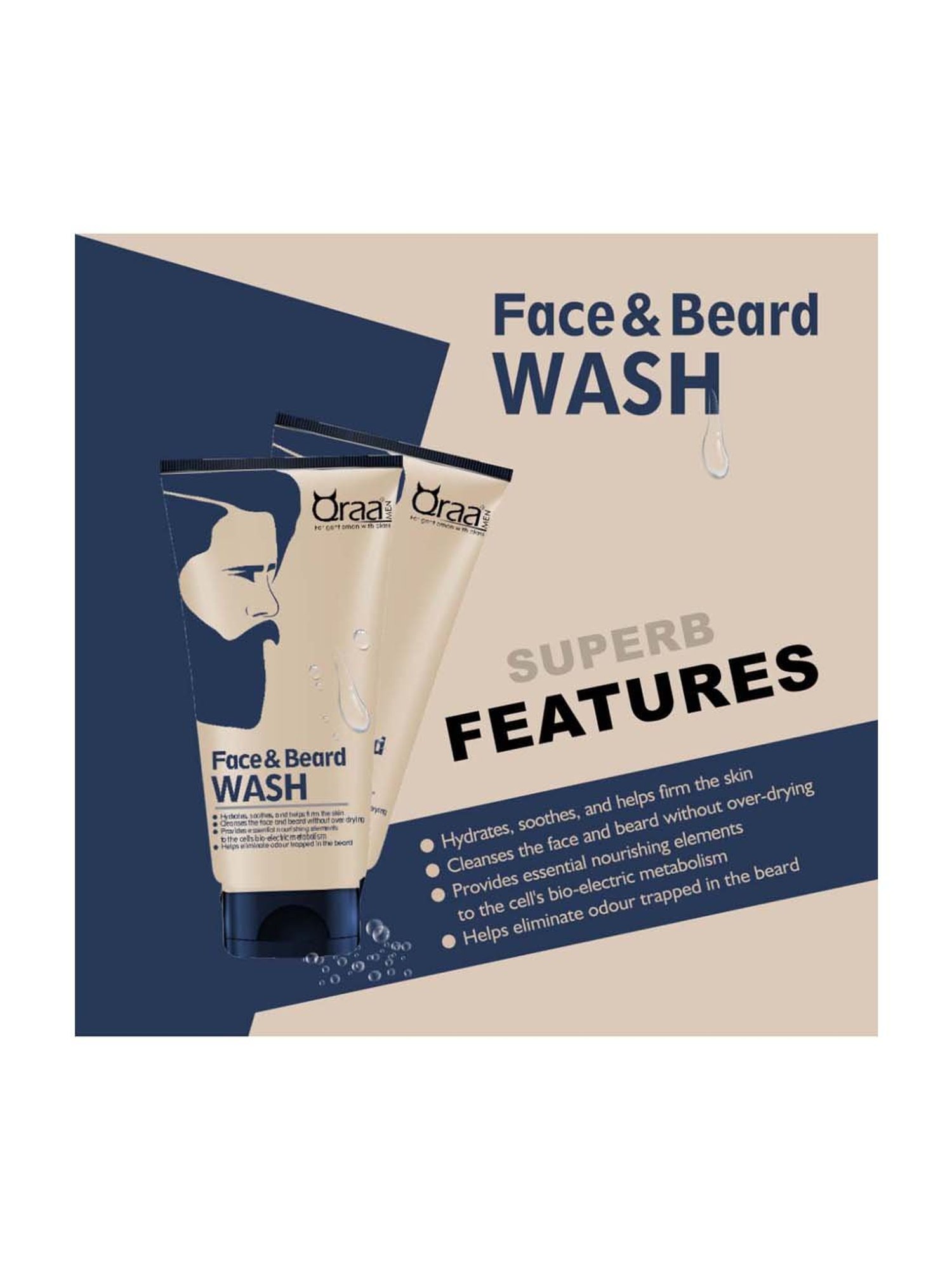 Qraa Men Face And Beard Wash - 100 gm