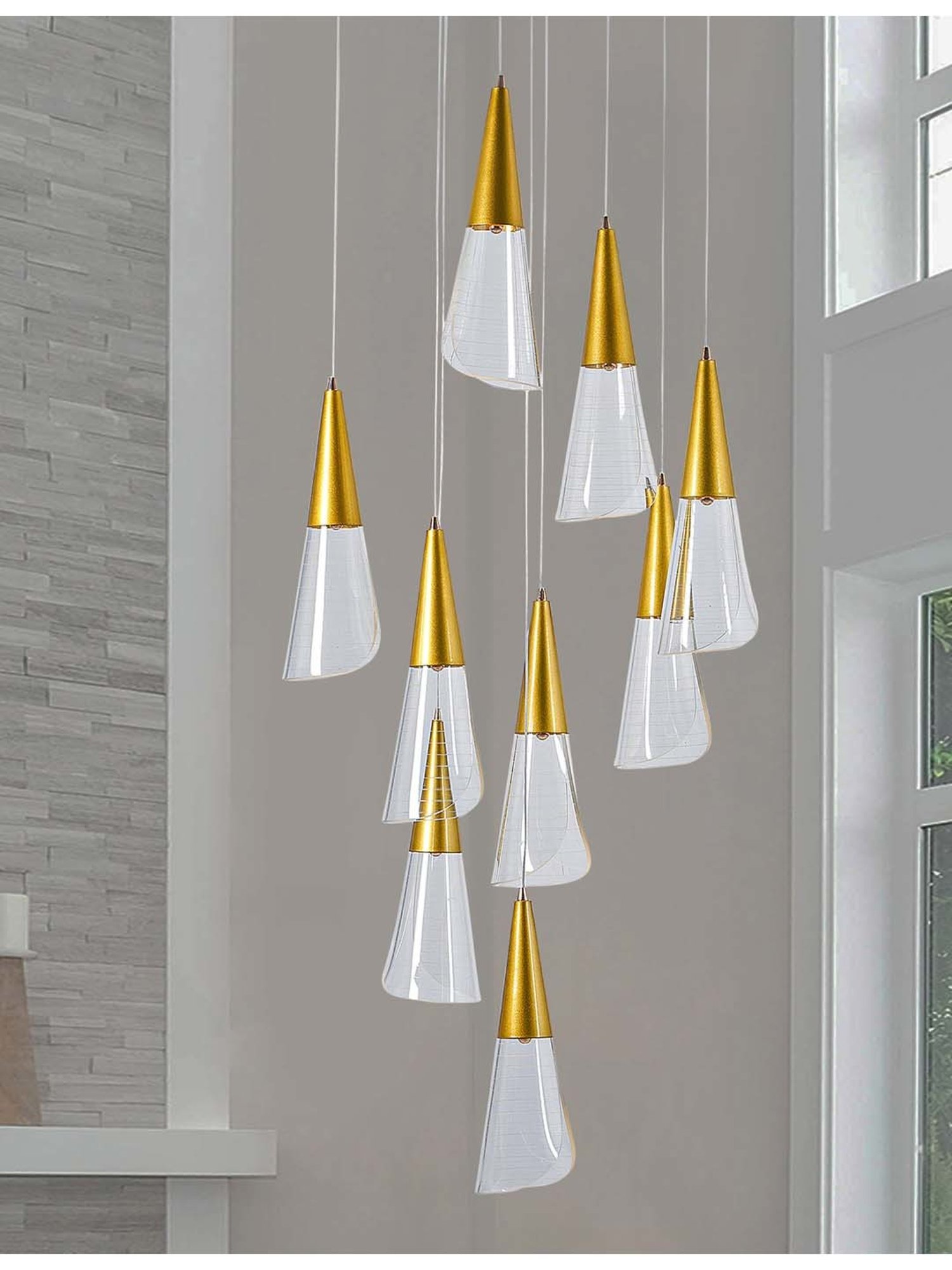 Kapoor E Illuminations 'Blenheim' White & Golden Acrylic 9-In-1 Led Chandelier