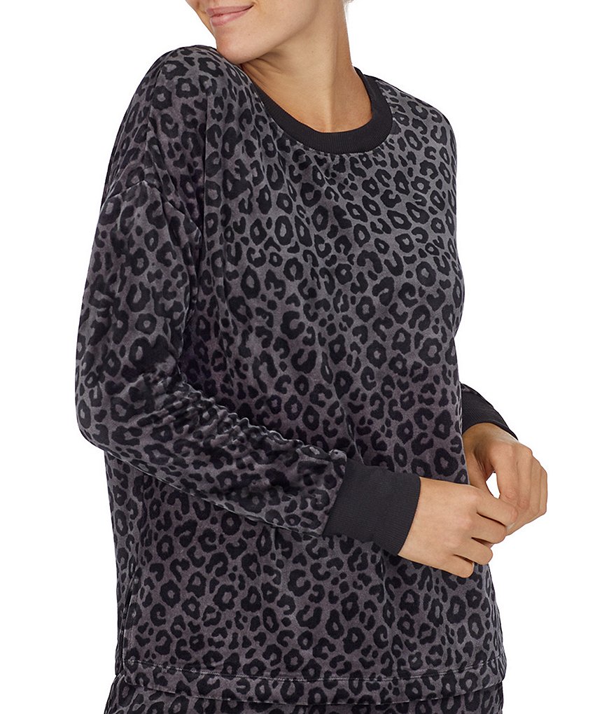 Donna Karan Sleepwear Animal Print Plush Lounge Top